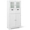3 Tier Freer-Standing Bathroom Cabinet with 2 Drawers and Glass Doors